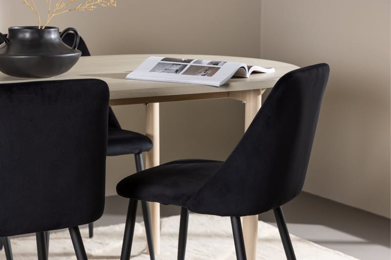 Andy Matgrupp 180 cm Oval med 4 Night stolar - Whitewash/Svart - Products - Möbler - Bord & matgrupp - Matgrupp