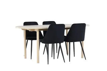 Andy Matgrupp 180 cm Oval med 4 Night stolar - Whitewash/Svart - Products - Möbler - Bord & matgrupp - Matgrupp