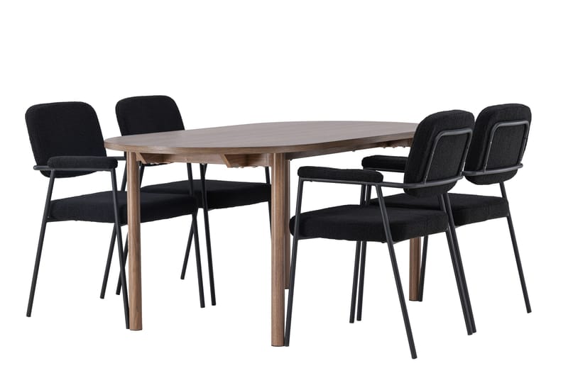 Andy Matgrupp 180 cm Oval med 4 Yesterday stolar - Svart - Products - Möbler - Bord & matgrupp - Matgrupp