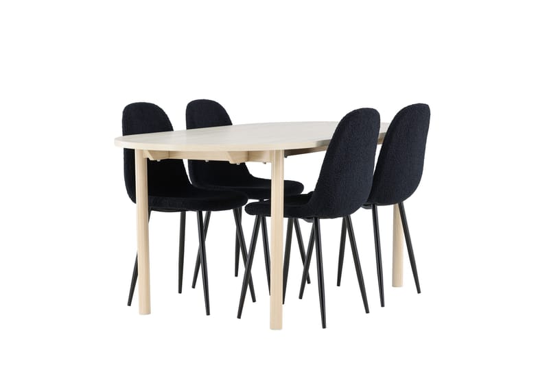 Andy Matgrupp 180 cm Oval med 4 Polar stolar - Whitewash/Svart - Products - Möbler - Bord & matgrupp - Matgrupp