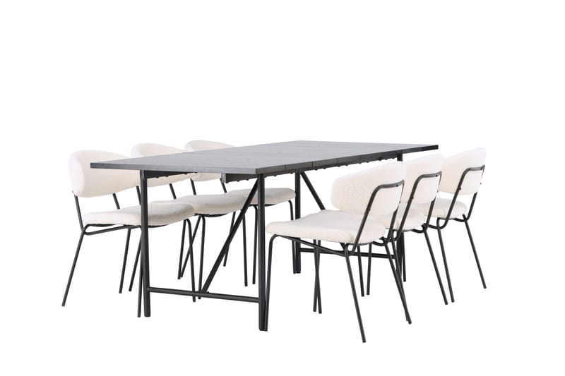 Astrid Matgrupp 200 cm Rektangulär med 6 Chico Stolar - Svart - Products - Möbler - Bord & matgrupp - Matgrupp