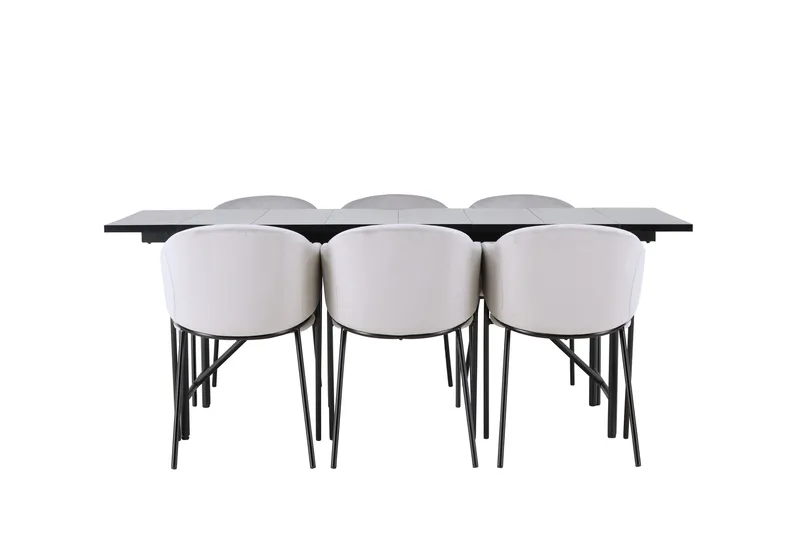 Astrid Matgrupp 200 cm Rektangulär med 6 Evelina stolar, Svart
