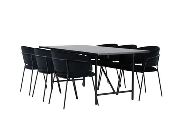 Astrid Matgrupp 200 cm Rektangulär med 6 Selma Stolar - Svart - Products - Möbler - Bord & matgrupp - Matgrupp
