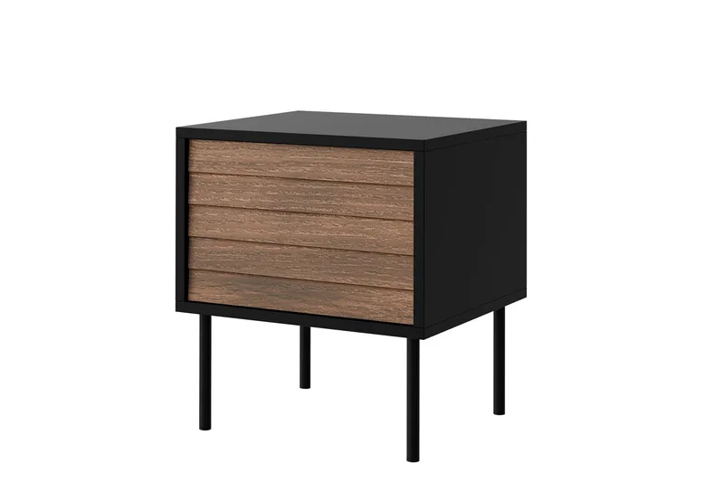 Belonger Sängbord 45 cm, Svart/Valnöt