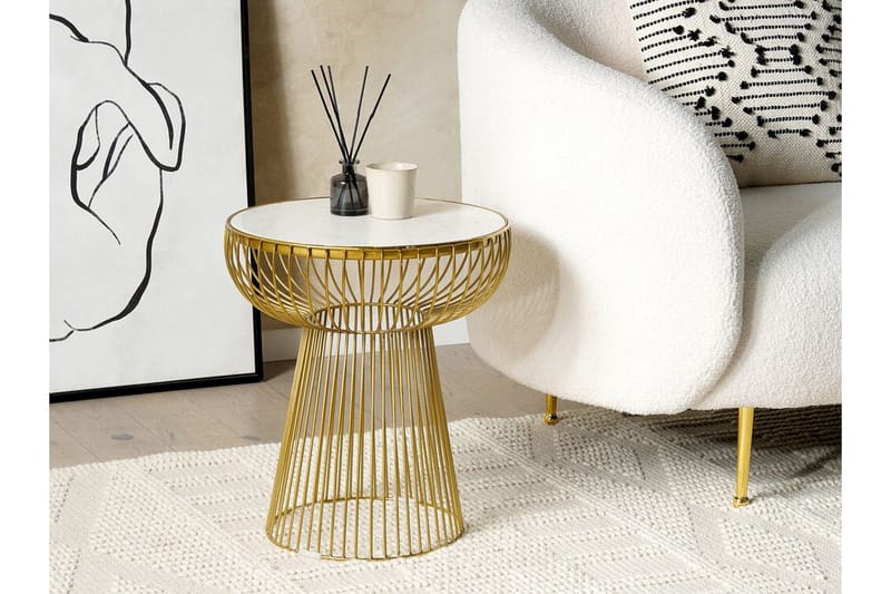 Cael Sidobord 42 cm - Vit/Guld - Products - Möbler - Bord & matgrupp - Avlastningsbord & sidobord - Brickbord & småbord
