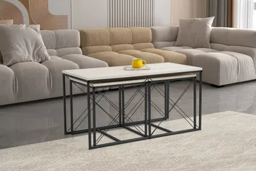 Defneia Soffbord 100 cm - Svart/Marmor - Products - Möbler - Bord & matgrupp - Avlastningsbord & sidobord - Satsbord