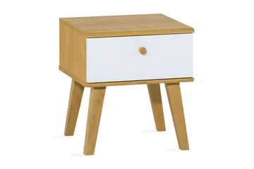 Nature Sängbord 40 cm med Förvaring Vit/Ek, Trä/natur