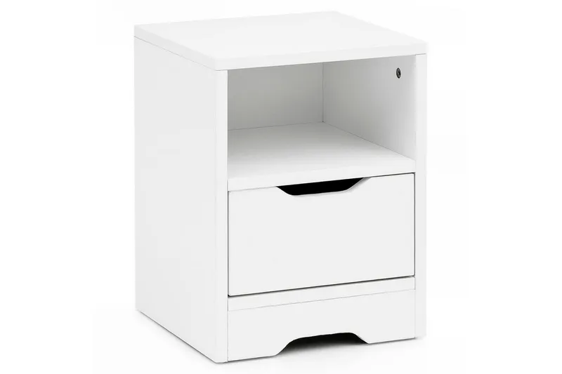 Sängbord Wohnling Vit med 1 låda Enkel modern design och hylla