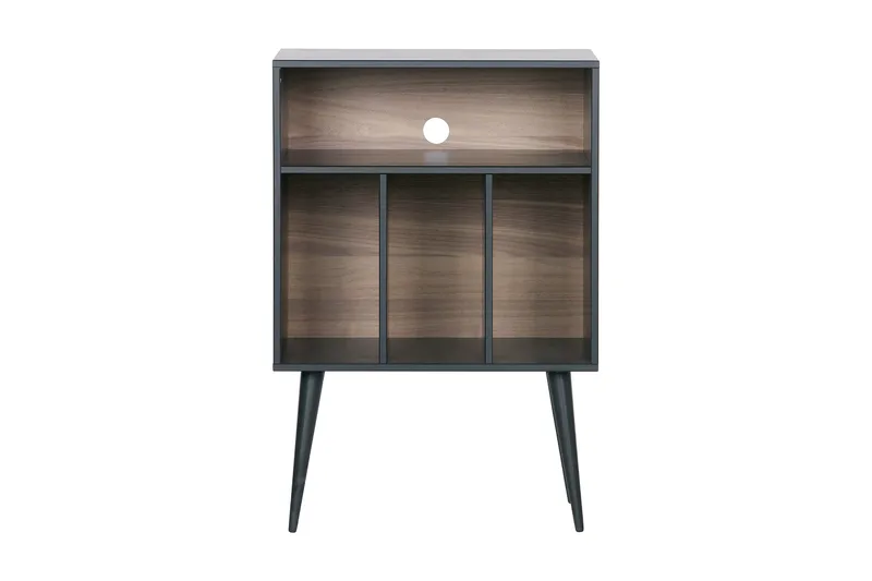 Seamas Sängbord 60 cm med Förvaring Hyllor, Valnöt/Svart