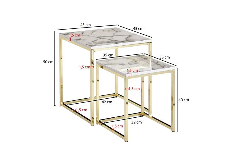 Willowdale Satsbord 45 cm - Vit/Grå/Guld - Products - Möbler - Bord & matgrupp - Avlastningsbord & sidobord - Satsbord