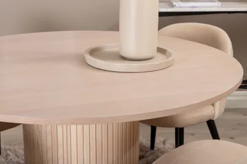 Biana Matgrupp 100 cm Rund inkl 4 Velvets Stolar - Beige/Svart - Products - Möbler - Bord & matgrupp - Matgrupp