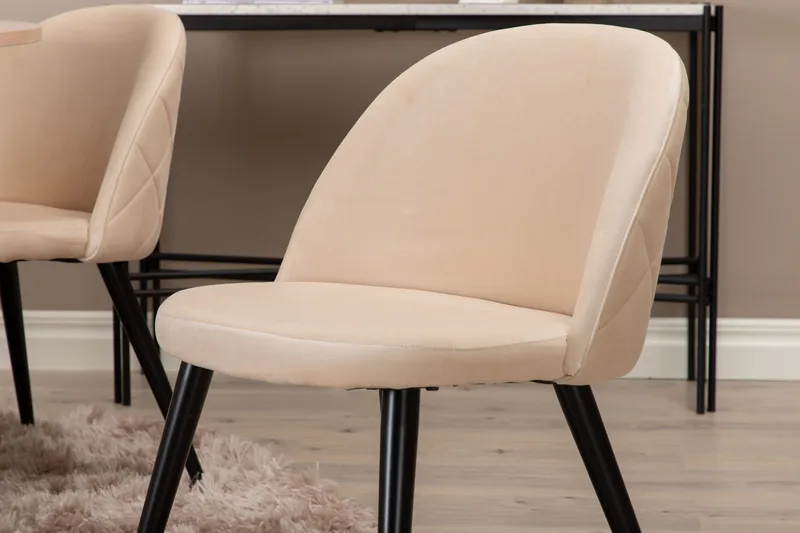Biana Matgrupp 100 cm Rund inkl 4 Velvets Stolar - Beige/Svart - Products - Möbler - Bord & matgrupp - Matgrupp