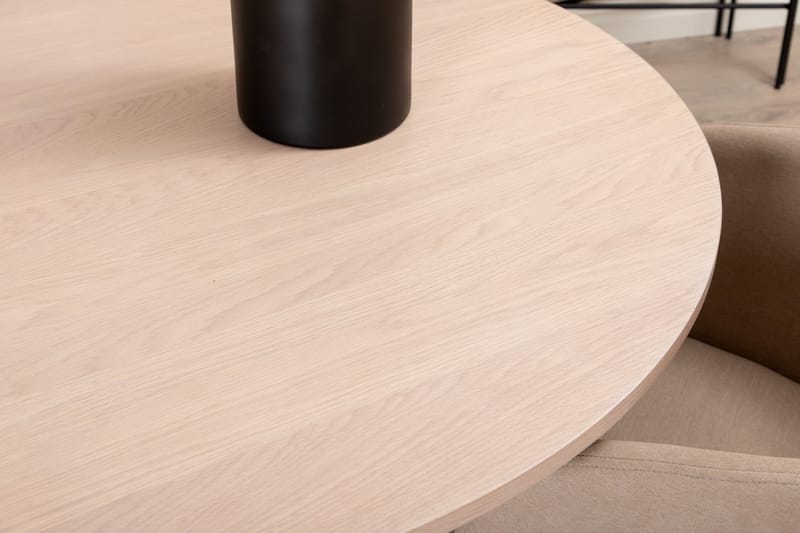 Biana Matgrupp 110 cm Rund inkl 4 Berita Stolar - Beige/Svart - Products - Möbler - Bord & matgrupp - Matgrupp