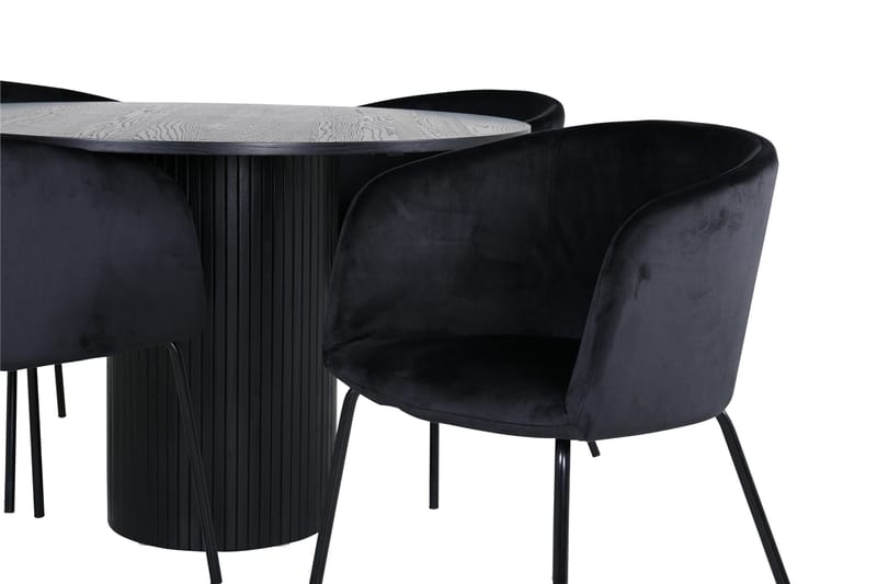 Bianca Matgrupp 110 cm Rund med 4 Berit stolar - Svart - Products - Möbler - Bord & matgrupp - Matgrupp