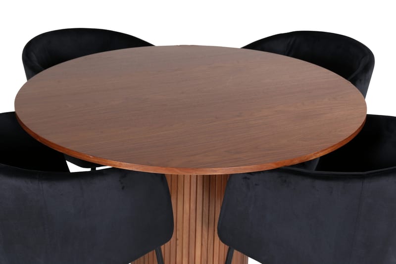 Bianca Matgrupp 110 cm Rund med 4 Berit stolar - Svart - Products - Möbler - Bord & matgrupp - Matgrupp