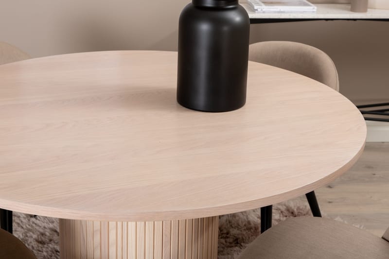 Bianca Matgrupp 110 cm Rund med 4 Velvet stolar - Beige - Products - Möbler - Bord & matgrupp - Matgrupp