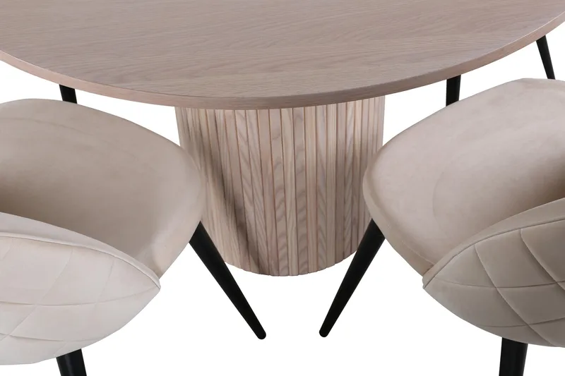 Bianca Matgrupp 110 cm Rund med 4 Velvet stolar - Svart - Products - Möbler - Bord & matgrupp - Matgrupp