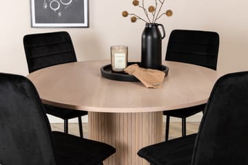Bianca Matgrupp 110 cm Rund med 4 Windu Lyx stolar - Svart - Products - Möbler - Bord & matgrupp - Matgrupp