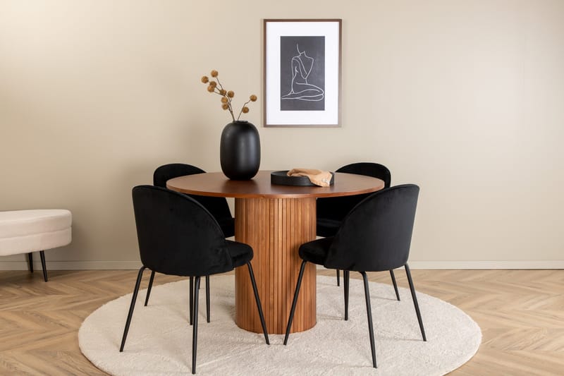 Bianca Matgrupp 110 cm Rund med 4 Wrinkles stolar - Svart - Products - Möbler - Bord & matgrupp - Matgrupp