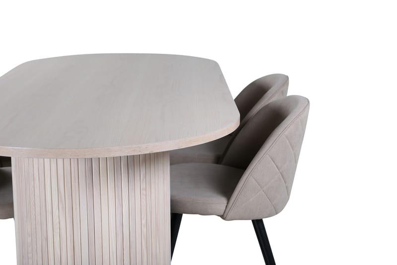 Bianca Matgrupp 200 cm Oval med 4 Velvet stolar - Beige - Products - Möbler - Bord & matgrupp - Matgrupp
