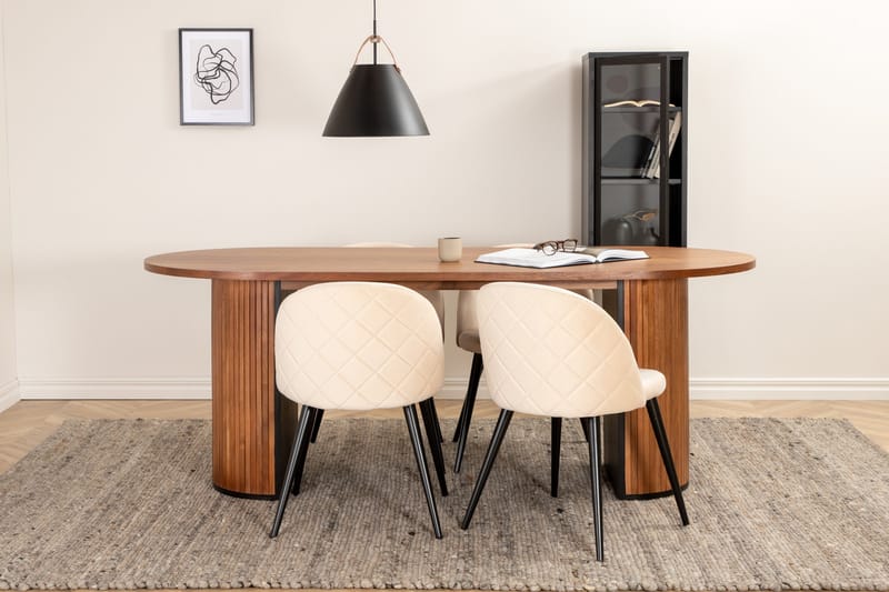 Bianca Matgrupp 200 cm Oval med 4 Velvet stolar - Svart - Products - Möbler - Bord & matgrupp - Matgrupp