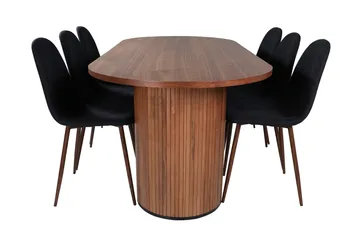 Bianca Matgrupp 200 cm Oval med 6 Polar stolar - Svart - Products - Möbler - Bord & matgrupp - Matgrupp