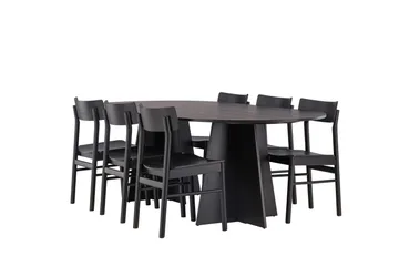 Bootcut Matgrupp + 6 stolar - Svart - Products - Möbler - Bord & matgrupp - Matgrupp