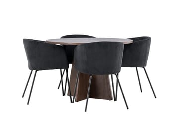 Bootcut Matgrupp 110 cm Rund med 4 Berit stolar - Mocca/Svart - Products - Möbler - Bord & matgrupp - Matgrupp