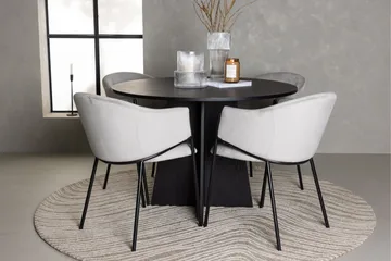 Bootcut Matgrupp 110 cm Rund med 4 Evelina stolar - Svart - Products - Möbler - Bord & matgrupp - Matgrupp