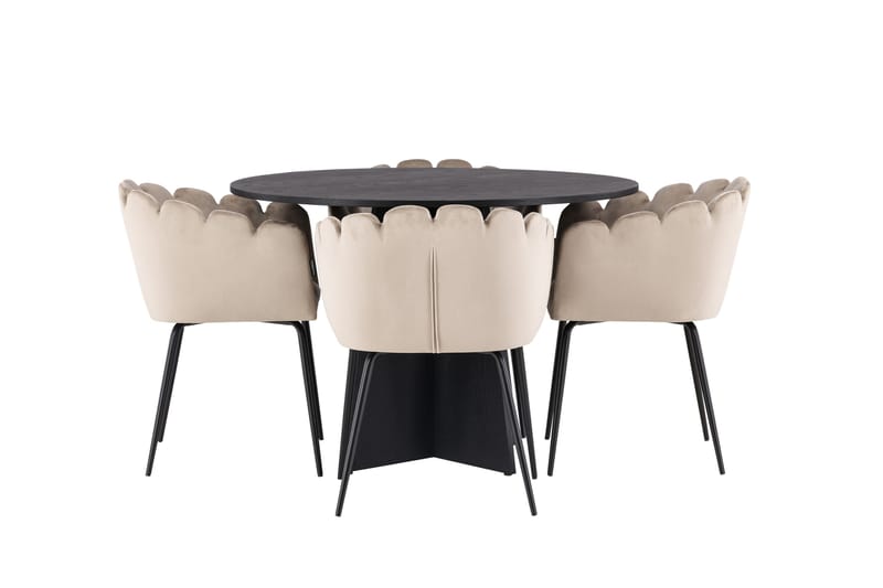 Bootcut Matgrupp 110 cm Rund med 4 Limhamn stolar - Beige - Products - Möbler - Bord & matgrupp - Matgrupp