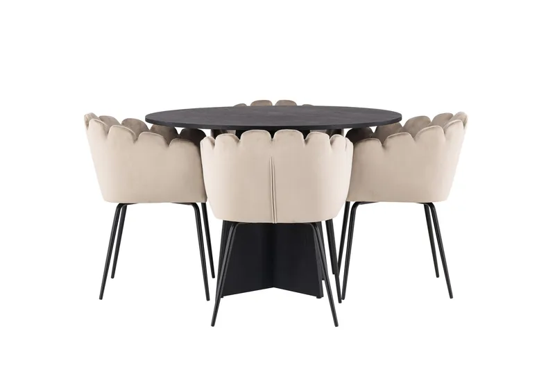 Bootcut Matgrupp 110 cm Rund med 4 Limhamn stolar - Beige - Products - Möbler - Bord & matgrupp - Matgrupp