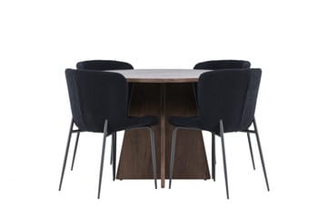 Bootcut Matgrupp 110 cm Rund med 4 Modesto stolar - Mocca/Svart - Products - Möbler - Bord & matgrupp - Matgrupp