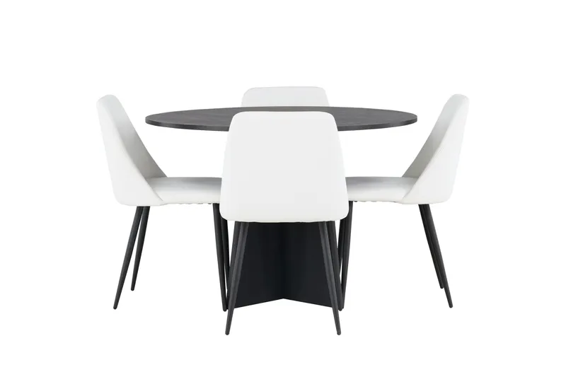 Bootcut Matgrupp 110 cm Rund med 4 Night stolar, Svart