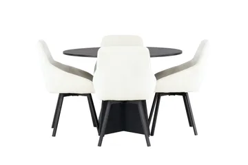 Bootcut Matgrupp 110 cm Rund med 4 Rosie stolar - Beige - Products - Möbler - Bord & matgrupp - Matgrupp