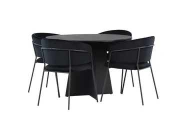 Bootcut Matgrupp 110 cm Rund med 4 Selma Stolar - Svart - Products - Möbler - Bord & matgrupp - Matgrupp