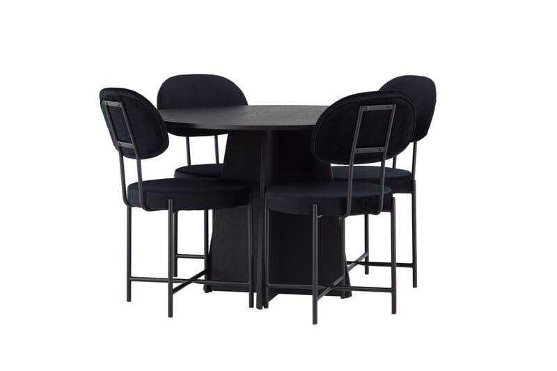Bootcut Matgrupp 110 cm Rund med 4 Stella stolar - Svart - Products - Möbler - Bord & matgrupp - Matgrupp