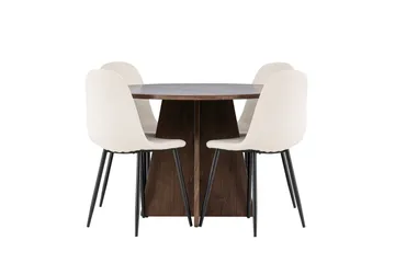 Bootcut Matgrupp 110 cm Rund med 4 Polar stolar - Mocca/Beige - Products - Möbler - Bord & matgrupp - Matgrupp