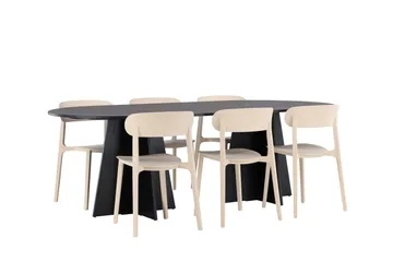 Bootcut Matgrupp 230 cm Oval med 6 Åstol stolar - Svart - Products - Möbler - Bord & matgrupp - Matgrupp