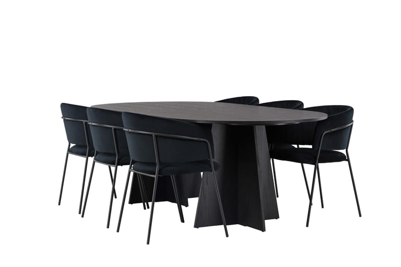 Bootcut Matgrupp 230 cm Oval med 6 Selma Stolar - Svart - Products - Möbler - Bord & matgrupp - Matgrupp
