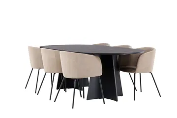 Bootcut Matgrupp 230 cm Rektangulär med 6 Berit stolar - Beige - Products - Möbler - Bord & matgrupp - Matgrupp