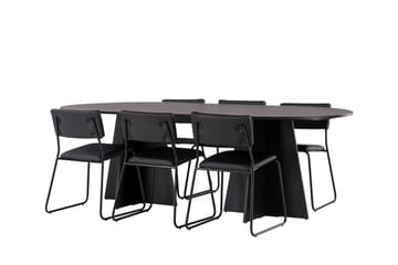 Bootcut Matgrupp 230 cm Rektangulär med 6 Kenth Stolar - Svart - Products - Möbler - Bord & matgrupp - Matgrupp