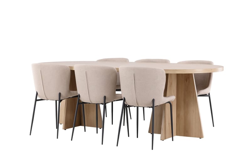 Bootcut Matgrupp 230 cm Rektangulär med 6 Modesto stolar - Whitewash/Beige - Products - Möbler - Bord & matgrupp - Matgrupp