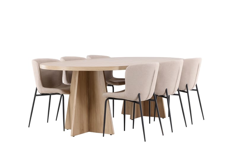 Bootcut Matgrupp 230 cm Rektangulär med 6 Modesto stolar - Whitewash/Beige - Products - Möbler - Bord & matgrupp - Matgrupp