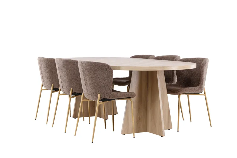 Bootcut Matgrupp 230 cm Rektangulär med 6 Modesto stolar - Whitewash/Brun - Products - Möbler - Bord & matgrupp - Matgrupp