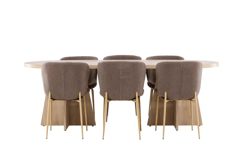 Bootcut Matgrupp 230 cm Rektangulär med 6 Modesto stolar - Whitewash/Brun - Products - Möbler - Bord & matgrupp - Matgrupp