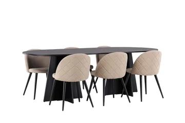 Bootcut Matgrupp 230 cm Rektangulär med 6 Velvet stolar - Beige - Products - Möbler - Bord & matgrupp - Matgrupp