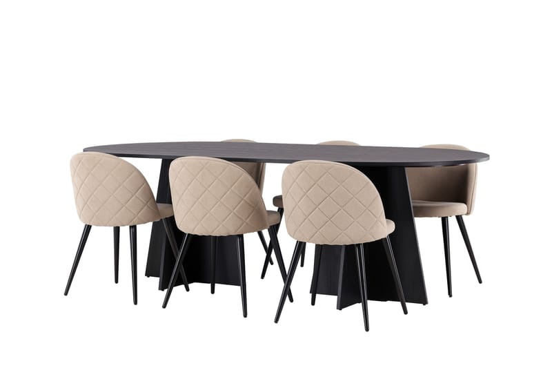 Bootcut Matgrupp 230 cm Rektangulär med 6 Velvet stolar - Beige - Products - Möbler - Bord & matgrupp - Matgrupp