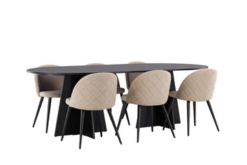 Bootcut Matgrupp 230 cm Rektangulär med 6 Velvet stolar - Beige - Products - Möbler - Bord & matgrupp - Matgrupp