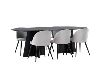 Bootcut Matgrupp 230 cm Rektangulär med 6 Velvet stolar - Svart - Products - Möbler - Bord & matgrupp - Matgrupp