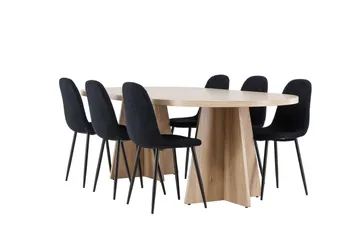 Bootcut Matgrupp 230 cm Rektangulär med 6 Polar stolar - Whitewash/Svart - Products - M öbler - Bord & matgrupp - Matgrupp